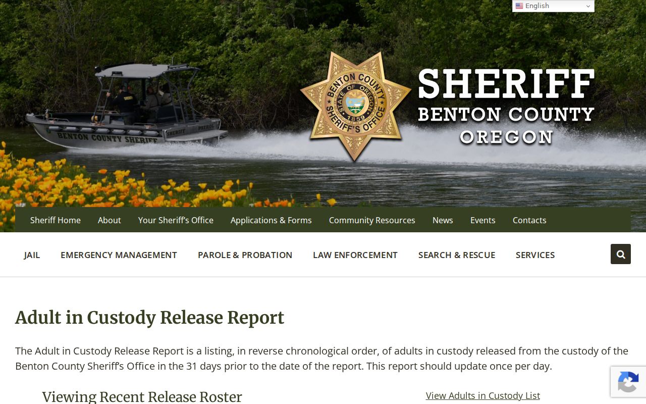Benton County arrest history 31-day release report