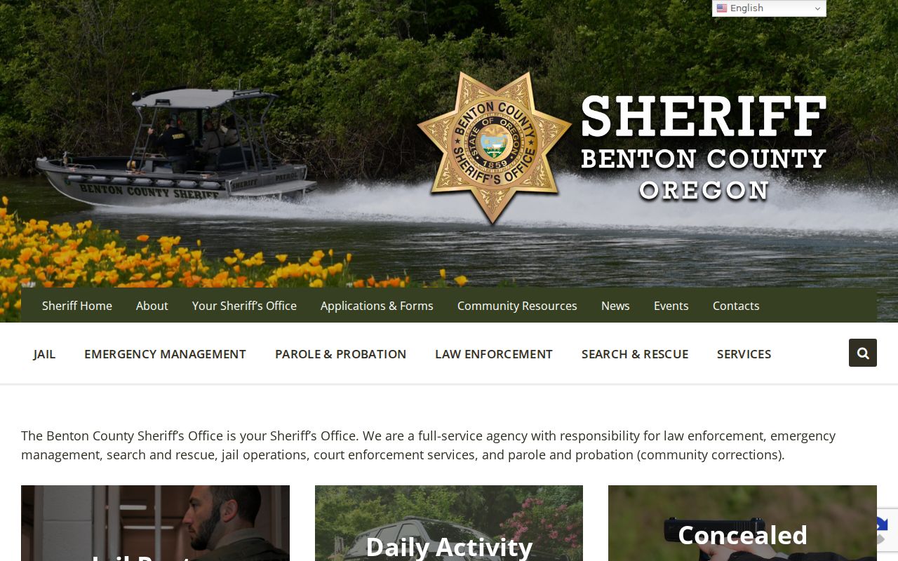 Benton County criminal history sheriff agency records